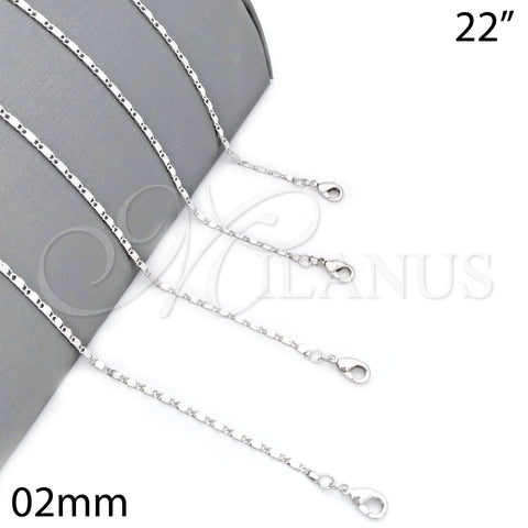 Rhodium Gold Filled Basic Necklace, Polished, Rhodium Finish, 04.213.0004.1.22 (02 MM Thickness, 22 Inches Length)