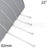 Rhodium Gold Filled Basic Necklace, Polished, Rhodium Finish, 04.213.0004.1.22 (02 MM Thickness, 22 Inches Length)
