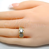 Oro Laminado Multi Stone Ring, Gold Filled Style with White Cubic Zirconia, Polished, Golden Finish, 01.284.0015.07 (Size 7)