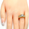 Oro Laminado Multi Stone Ring, Gold Filled Style with White Cubic Zirconia, Polished, Golden Finish, 01.284.0015.07 (Size 7)