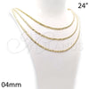 Oro Laminado Basic Necklace, Gold Filled Style Matte Finish, Golden Finish, 04.63.1345.24 (04 MM Thickness, 24 Inches Length)