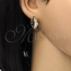 Oro Laminado Huggie Hoop, Gold Filled Style with White Cubic Zirconia, Polished, Golden Finish, 02.210.0085.15