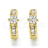 Oro Laminado Huggie Hoop, Gold Filled Style with White Cubic Zirconia, Polished, Golden Finish, 02.210.0085.15