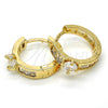 Oro Laminado Huggie Hoop, Gold Filled Style with White Cubic Zirconia, Polished, Golden Finish, 02.210.0085.15