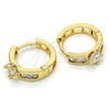 Oro Laminado Huggie Hoop, Gold Filled Style with White Cubic Zirconia, Polished, Golden Finish, 02.210.0085.15