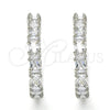 Rhodium Gold Filled Huggie Hoop, with White Cubic Zirconia, Polished, Rhodium Finish, 02.210.0089.6.25