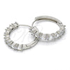 Rhodium Gold Filled Huggie Hoop, with White Cubic Zirconia, Polished, Rhodium Finish, 02.210.0089.6.25