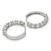 Rhodium Gold Filled Huggie Hoop, with White Cubic Zirconia, Polished, Rhodium Finish, 02.210.0089.6.25