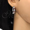 White Gold Filled Huggie Hoop, with Garnet and White Cubic Zirconia, Polished, Rhodium Finish, 02.210.0089.7.25