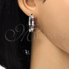 Rhodium Gold Filled Huggie Hoop, with Garnet and White Cubic Zirconia, Polished, Rhodium Finish, 02.210.0089.7.25
