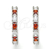 Rhodium Gold Filled Huggie Hoop, with Garnet and White Cubic Zirconia, Polished, Rhodium Finish, 02.210.0089.7.25