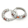 Rhodium Gold Filled Huggie Hoop, with Garnet and White Cubic Zirconia, Polished, Rhodium Finish, 02.210.0089.7.25