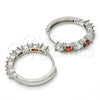 Rhodium Gold Filled Huggie Hoop, with Garnet and White Cubic Zirconia, Polished, Rhodium Finish, 02.210.0089.7.25