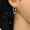 Rhodium Gold Filled Huggie Hoop, with Sapphire Blue and White Cubic Zirconia, Polished, Rhodium Finish, 02.210.0089.8.25