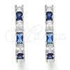 Rhodium Gold Filled Huggie Hoop, with Sapphire Blue and White Cubic Zirconia, Polished, Rhodium Finish, 02.210.0089.8.25