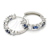 Rhodium Gold Filled Huggie Hoop, with Sapphire Blue and White Cubic Zirconia, Polished, Rhodium Finish, 02.210.0089.8.25