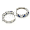 Rhodium Gold Filled Huggie Hoop, with Sapphire Blue and White Cubic Zirconia, Polished, Rhodium Finish, 02.210.0089.8.25