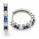 Argolla Huggie 02.210.0089.8.25 Oro Laminado Blanco, con Zirconia Cubica Zafiro Azul y Blanca, Pulido, Rodinado