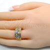 Oro Laminado Multi Stone Ring, Gold Filled Style with White Cubic Zirconia, Polished, Golden Finish, 01.210.0059.08 (Size 8)