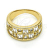 Oro Laminado Multi Stone Ring, Gold Filled Style with White Cubic Zirconia, Polished, Golden Finish, 01.210.0059.08 (Size 8)