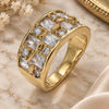 Oro Laminado Multi Stone Ring, Gold Filled Style with White Cubic Zirconia, Polished, Golden Finish, 01.210.0059.08 (Size 8)