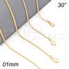 Oro Laminado Basic Necklace, Gold Filled Style Curb Design, Polished, Golden Finish, 5.223.033.30 (01 MM Thickness, 30 Inches Length)