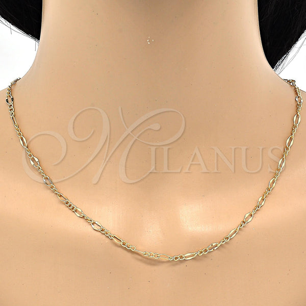 Gold Filled Necklace — Basic Necklace Figaro Design Polished 04. 04 MM — alternate product view — SKU 118502 | Oro Laminado collar — básico Necklace Figaro diseño pulido 04. 04 MM — SKU 118502