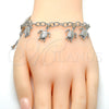 Oro Laminado Charm Bracelet, Gold Filled Style Turtle and Hollow Design, Diamond Cutting Finish, Rhodium Finish, 03.63.1813.2.08 (05 MM Thickness, 8 Inches Length)