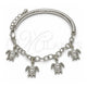 White Gold Filled Charm Bracelet, Turtle and Hollow Design, Diamond Cutting Finish, Rhodium Finish, 03.63.1813.2.08 (05 MM Thickness, 8 Inches Length)