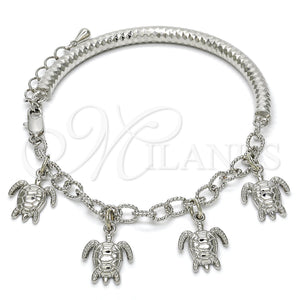 White Gold Filled Bracelet — Charm Bracelet Turtle and Hollow Design Diamond Cutting — main product view — SKU 118510 | Oro Laminado Blanco brazalete — Charm Bracelet Turtle and Hollow diseño Diamond Cutting — SKU 118510