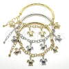 Oro Laminado Charm Bracelet, Gold Filled Style Turtle and Hollow Design, Diamond Cutting Finish, Rhodium Finish, 03.63.1813.2.08 (05 MM Thickness, 8 Inches Length)