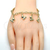 Oro Laminado Charm Bracelet, Gold Filled Style Teddy Bear and Hollow Design, Diamond Cutting Finish, Golden Finish, 03.63.1815.08 (05 MM Thickness, 8 Inches Length)