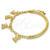Oro Laminado Charm Bracelet, Gold Filled Style Teddy Bear and Hollow Design, Diamond Cutting Finish, Golden Finish, 03.63.1815.08 (05 MM Thickness, 8 Inches Length)