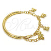 Oro Laminado Charm Bracelet, Gold Filled Style Teddy Bear and Hollow Design, Diamond Cutting Finish, Golden Finish, 03.63.1815.08 (05 MM Thickness, 8 Inches Length)
