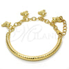 Oro Laminado Charm Bracelet, Gold Filled Style Teddy Bear and Hollow Design, Diamond Cutting Finish, Golden Finish, 03.63.1815.08 (05 MM Thickness, 8 Inches Length)