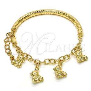 Gold Filled Bracelet — Charm Bracelet Teddy Bear and Hollow Design Diamond — main product view — SKU 118511 | Oro Laminado brazalete — Charm Bracelet Teddy Bear and Hollow diseño Diamond — SKU 118511