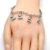 Rhodium Gold Filled Charm Bracelet, Teddy Bear and Hollow Design, Diamond Cutting Finish, Rhodium Finish, 03.63.1815.2.08 (05 MM Thickness, 8 Inches Length)