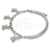 Rhodium Gold Filled Charm Bracelet, Teddy Bear and Hollow Design, Diamond Cutting Finish, Rhodium Finish, 03.63.1815.2.08 (05 MM Thickness, 8 Inches Length)