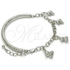 Rhodium Gold Filled Charm Bracelet, Teddy Bear and Hollow Design, Diamond Cutting Finish, Rhodium Finish, 03.63.1815.2.08 (05 MM Thickness, 8 Inches Length)