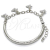 Rhodium Gold Filled Charm Bracelet, Teddy Bear and Hollow Design, Diamond Cutting Finish, Rhodium Finish, 03.63.1815.2.08 (05 MM Thickness, 8 Inches Length)