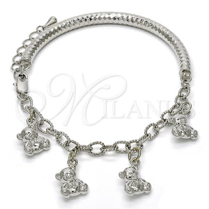 White Gold Filled Bracelet — Charm Bracelet Teddy Bear and Hollow Design Diamond — main product view — SKU 118513 | Oro Laminado Blanco brazalete — Charm Bracelet Teddy Bear and Hollow diseño Diamond — SKU 118513