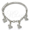 Rhodium Gold Filled Charm Bracelet, Teddy Bear and Hollow Design, Diamond Cutting Finish, Rhodium Finish, 03.63.1815.2.08 (05 MM Thickness, 8 Inches Length)