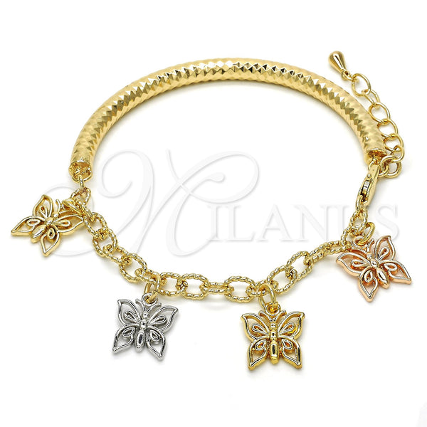 Gold Filled Bracelet — Charm Bracelet Butterfly and Hollow Design Diamond Cutting — main product view — SKU 118515 | Oro Laminado brazalete — Charm Bracelet Butterfly and Hollow diseño Diamond Cutting — SKU 118515