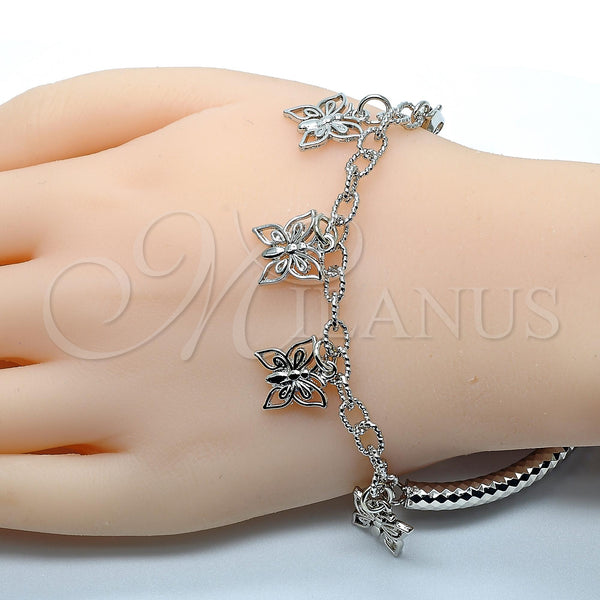 White Gold Filled Bracelet — Charm Bracelet Butterfly and Hollow Design Diamond Cutting — alternate product view — SKU 118516 | Oro Laminado Blanco brazalete — Charm Bracelet Butterfly and Hollow diseño Diamond Cutting — SKU 118516