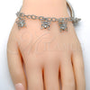 Rhodium Gold Filled Charm Bracelet, Butterfly and Hollow Design, Diamond Cutting Finish, Rhodium Finish, 03.63.1816.2.08 (05 MM Thickness, 8 Inches Length)