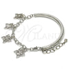 Rhodium Gold Filled Charm Bracelet, Butterfly and Hollow Design, Diamond Cutting Finish, Rhodium Finish, 03.63.1816.2.08 (05 MM Thickness, 8 Inches Length)
