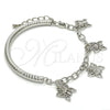 Rhodium Gold Filled Charm Bracelet, Butterfly and Hollow Design, Diamond Cutting Finish, Rhodium Finish, 03.63.1816.2.08 (05 MM Thickness, 8 Inches Length)