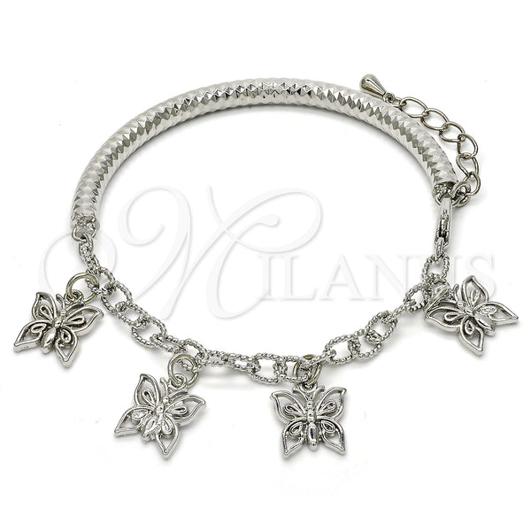 White Gold Filled Bracelet — Charm Bracelet Butterfly and Hollow Design Diamond Cutting — main product view — SKU 118516 | Oro Laminado Blanco brazalete — Charm Bracelet Butterfly and Hollow diseño Diamond Cutting — SKU 118516