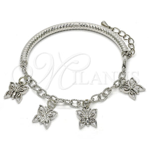 White Gold Filled Bracelet — Charm Bracelet Butterfly and Hollow Design Diamond Cutting — main product view — SKU 118516 | Oro Laminado Blanco brazalete — Charm Bracelet Butterfly and Hollow diseño Diamond Cutting — SKU 118516