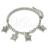 Rhodium Gold Filled Charm Bracelet, Butterfly and Hollow Design, Diamond Cutting Finish, Rhodium Finish, 03.63.1816.2.08 (05 MM Thickness, 8 Inches Length)